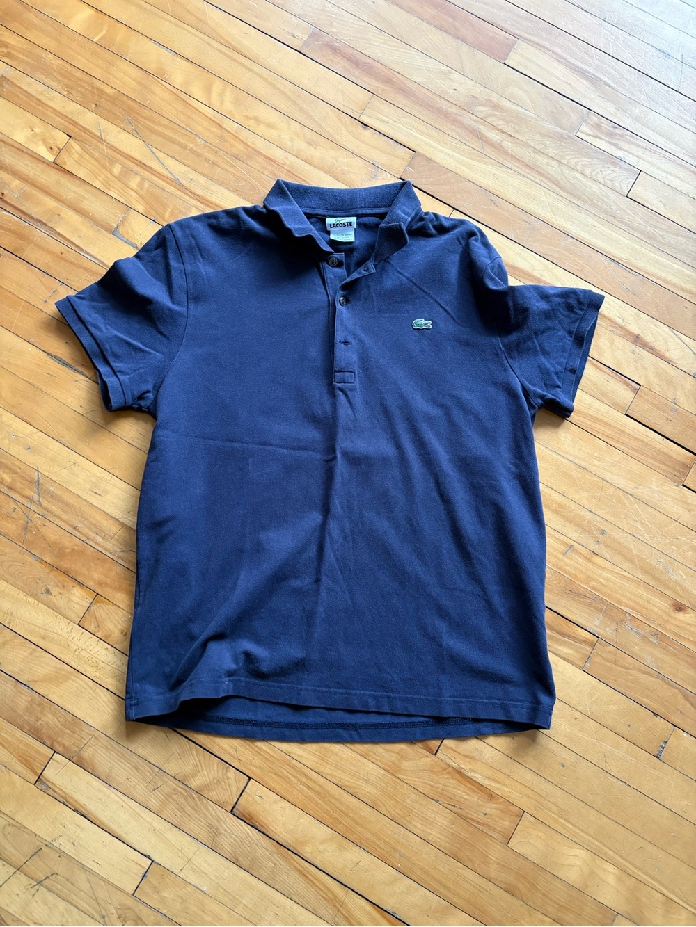 Lacoste Navy Polo Shirt with Green Croc